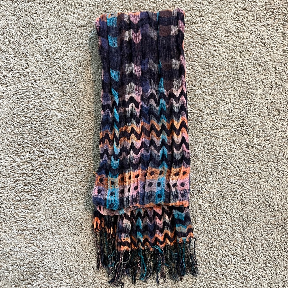 Beautiful Purple Orange Pink and Blue Chevron Scarf by G